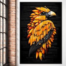 Golden Parrot Geometric Symphony - NicheCanvas