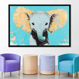 Elephant on Aqua Canvas - NicheCanvas