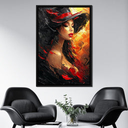 Fiery Elegance in Noir - NicheCanvas
