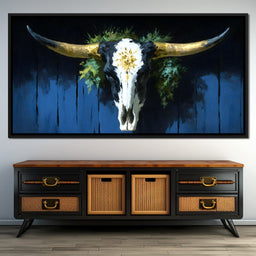 Golden Longhorn Skull Rustic - NicheCanvas