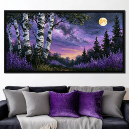Silver Birch Under A Violet Galaxy - NicheCanvas