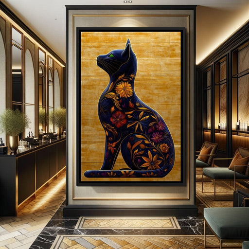 Floral Feline Harmony Canvas Print