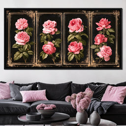 Gilded Panels of Pressed Garden Roses - NicheCanvas