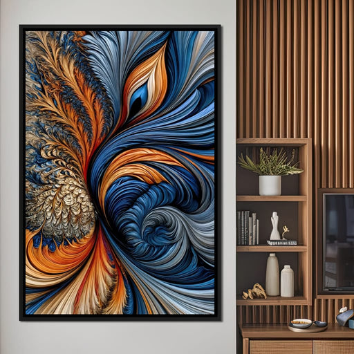 Cobalt And Ember Plume - TooplesArt Canvas Print