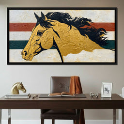 Golden Stallion Portrait - NicheCanvas