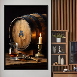 Candlelit Irish Whiskey Barrel - NicheCanvas