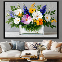 Sunlit Wildflower Still Life - NicheCanvas