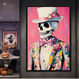 Floral Dapper Skeleton Elegance - NicheCanvas