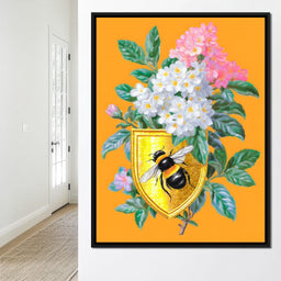 Golden Bee Crest Floral Radiance - NicheCanvas