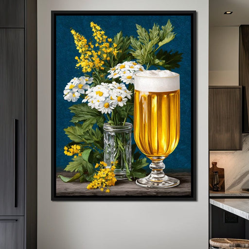 Golden Ale and Garden Daisies Canvas Print