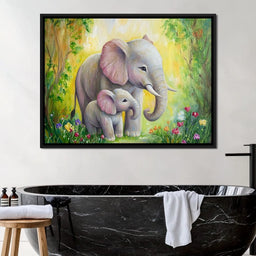 Elephant Stroll Through Blossoms - NicheCanvas