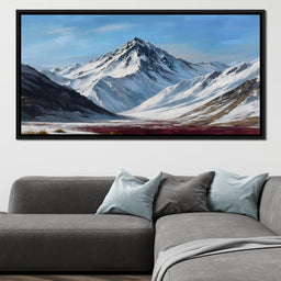Snowy Alpine Peak Over Heather - NicheCanvas