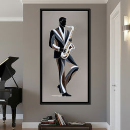 Midnight Jazz Sax Player Elegance - NicheCanvas