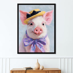 Charming Piglet With Sun Hat - NicheCanvas