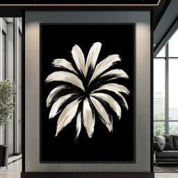 Monochrome Petals Reaching For Night - NicheCanvas