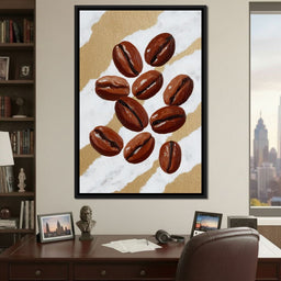 Coffee Beans Gilded Background - NicheCanvas