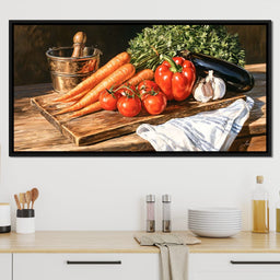 Rustic Kitchen Produce Preparation - NicheCanvas