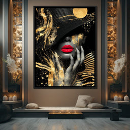 Modern Noir Gold Elegance Portrait - NicheCanvas