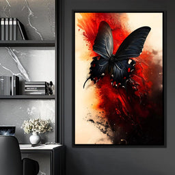 Butterfly on Fiery Backdrop - NicheCanvas