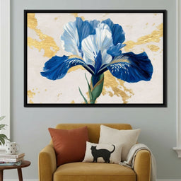 Gilded Blue Iris Bloom - NicheCanvas