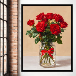Red Rose Bouquet Glass Vase - NicheCanvas