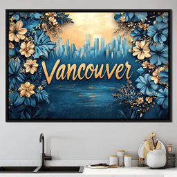 Golden Blooms Vancouver Cityscape - NicheCanvas