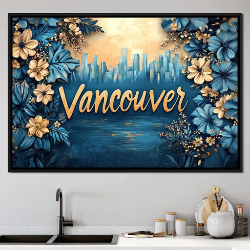 Golden Blooms Vancouver Cityscape Canvas Print