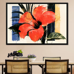 Bold Petals Against Abstract Structures - NicheCanvas