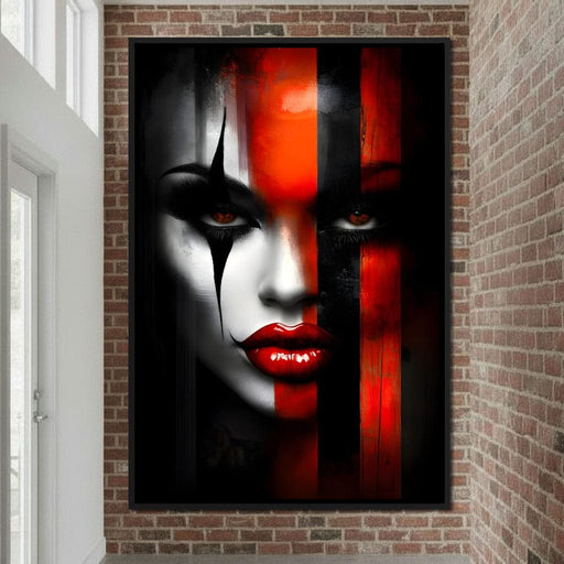 Noir Harlequin Red Stripe Face Canvas Print
