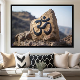 Om Mountain Stone Aum Sign - NicheCanvas