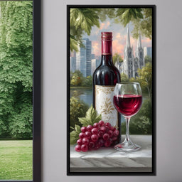 Wine Reflections Cityscape Elegance - NicheCanvas