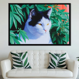 Feline Tranquility Green Garden - NicheCanvas