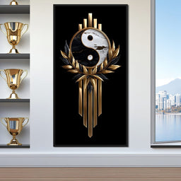 Golden Yin Yang Marble Elegance - NicheCanvas