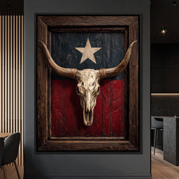 Texas Longhorn Lone Star Barnwood - NicheCanvas