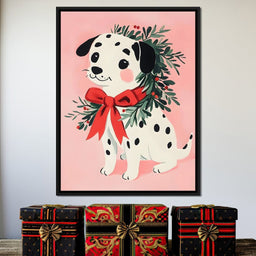 Festive Dalmatian Puppy Cheer - NicheCanvas