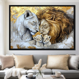 Lion Family Embrace - NicheCanvas