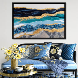 Gilded Ocean Geode Flow - NicheCanvas