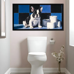 Bulldog Bathroom Antics - NicheCanvas