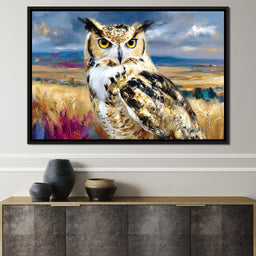 Golden Eyed Owl Prairie Watcher - Neal Hackett - NicheCanvas