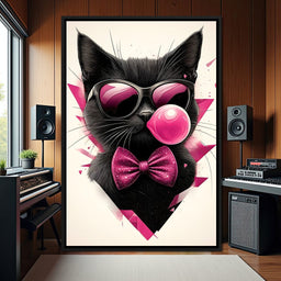 Chic Feline Bubblegum Bliss - NicheCanvas