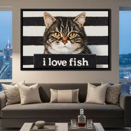 Tabby Cat Inmate Love Fish - NicheCanvas