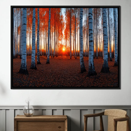 Sunrise Through the Birch Grove - TooplesArt Canvas Print