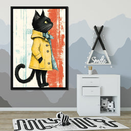 Elegant Feline in Rain Coat - NicheCanvas