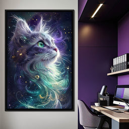 Starlit Feline Nebula Dreams - NicheCanvas