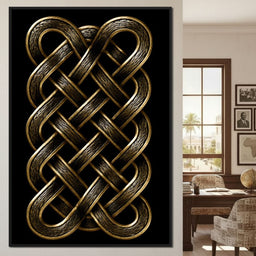 Ancient Norse Gold Metal Interlace - NicheCanvas