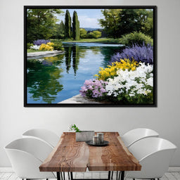 Garden Reflection Tranquil Pond - NicheCanvas