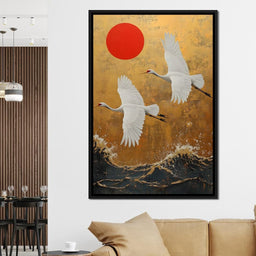 Golden Flight Over Waves - NicheCanvas