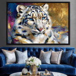 Golden Snow Leopard Portrait - NicheCanvas