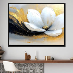 Golden Petals Onyx Dance - NicheCanvas