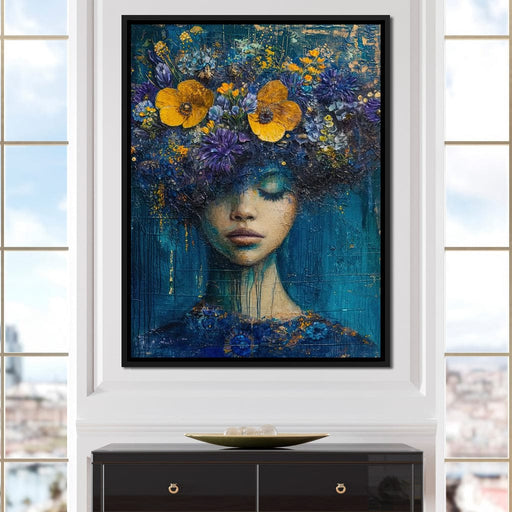 Floral Dreams in Indigo Depths Canvas Print